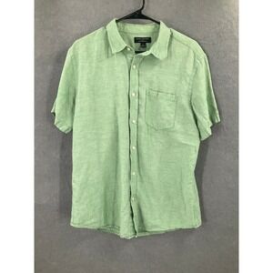Banana Republic Mens Linen Standard Fit‎ Green Short Sleeve Button Down Shirt